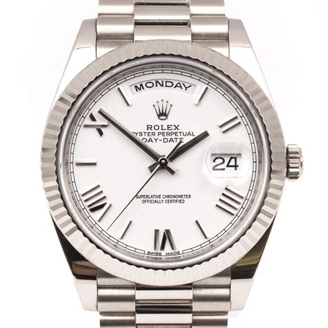 rolex president white gold leather|Rolex presidential for sale used.